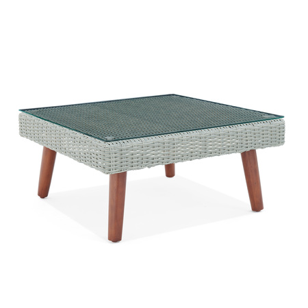 ALATERRE FURNITURE Albany All-Weather Wicker Outdoor Gray 29 W" Square Coffee Table with Glass Top AWWD04DD